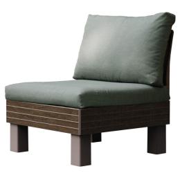 Zahradní plastové modulové křeslo k sedací soupravě, hnědé dřevo