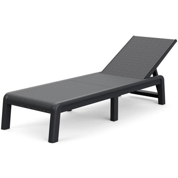 Skládací zahradní lehátko s polohovací opěrkou plastové, grafit