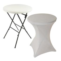 Skládací párty stolek s látkovým potahem světle šedý venkovní + vnitřní, 80x80x110 cm