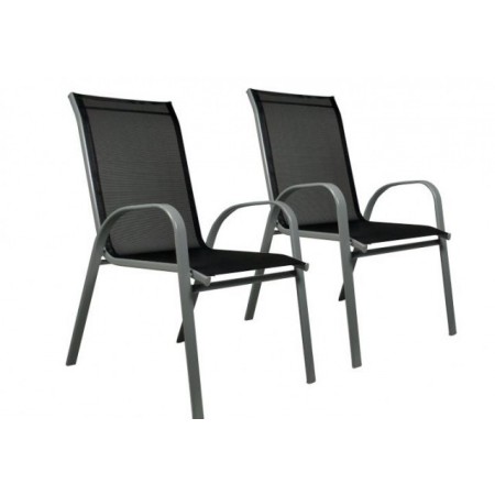 2 ks kovová zahradní židle s textilním výpletem, práškový nástřik