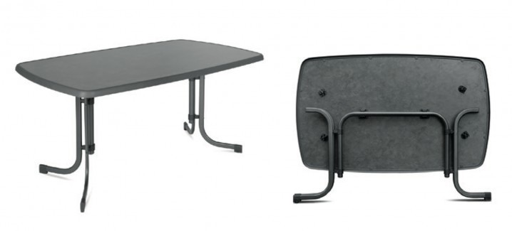 Obdélníkový kovový stůl, horní deska sevelit, 150 x 90 cm