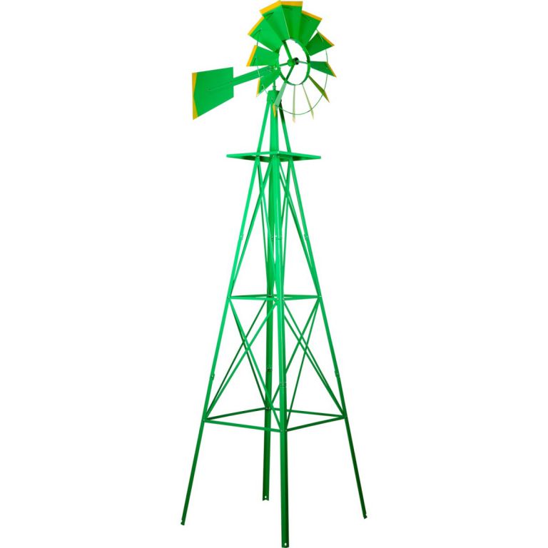 Velký kovový větrník - styl amerických rančů, 245 cm, zelený