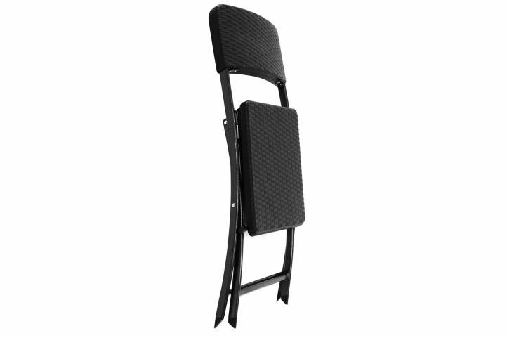 2 ks skládací balkonová židle s kovovou kostrou, ratanový vzhled