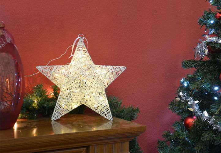 Vánoční dekorace do bytu - svítící hvězda na baterie, 35 cm
