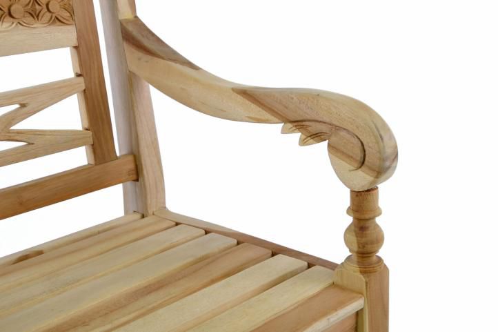 Okrasná dřevěná vyřezávaná lavice, teakové dřevo