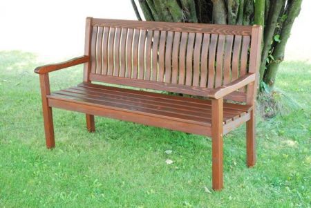 Venkovní dřevěná lavice 150 cm, tm. hnědá borovice