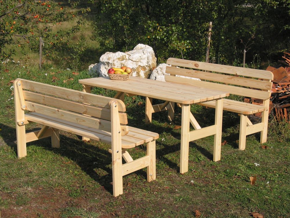 Dřevěná masivní lavice k zahradnímu nábytku 150 cm, borovice