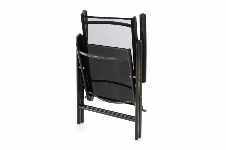 Hliníková venkovní židle se skládacím mechanismem, černá / šedá