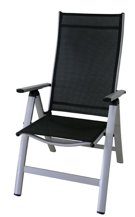 Polohovatelná zahradní kovová židle s textilním polstrováním