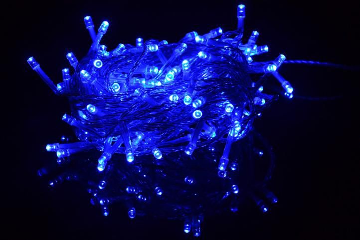 Vánoční LED řetěz na baterie, vnitřní, modrý, 1,35 m