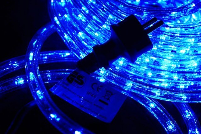 Venkovní LED světelný kabel modrý, 20 m