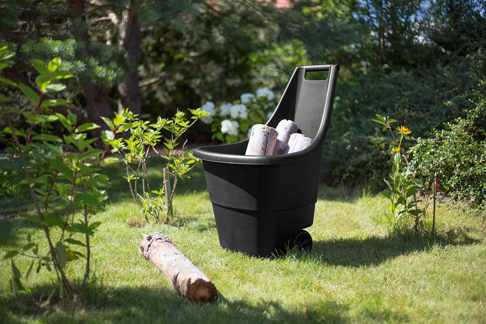 Plastový zahradní vozík s kolečky 50 l, černý