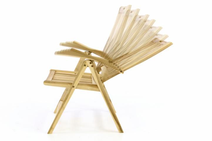 Skládací dřevěná židle z masivu- nelakovaný teak, sklopná opěrka