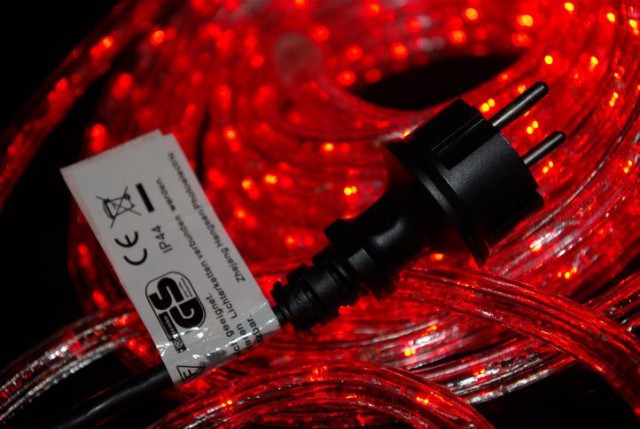 Venkovní LED světelný kabel červený, 10 m