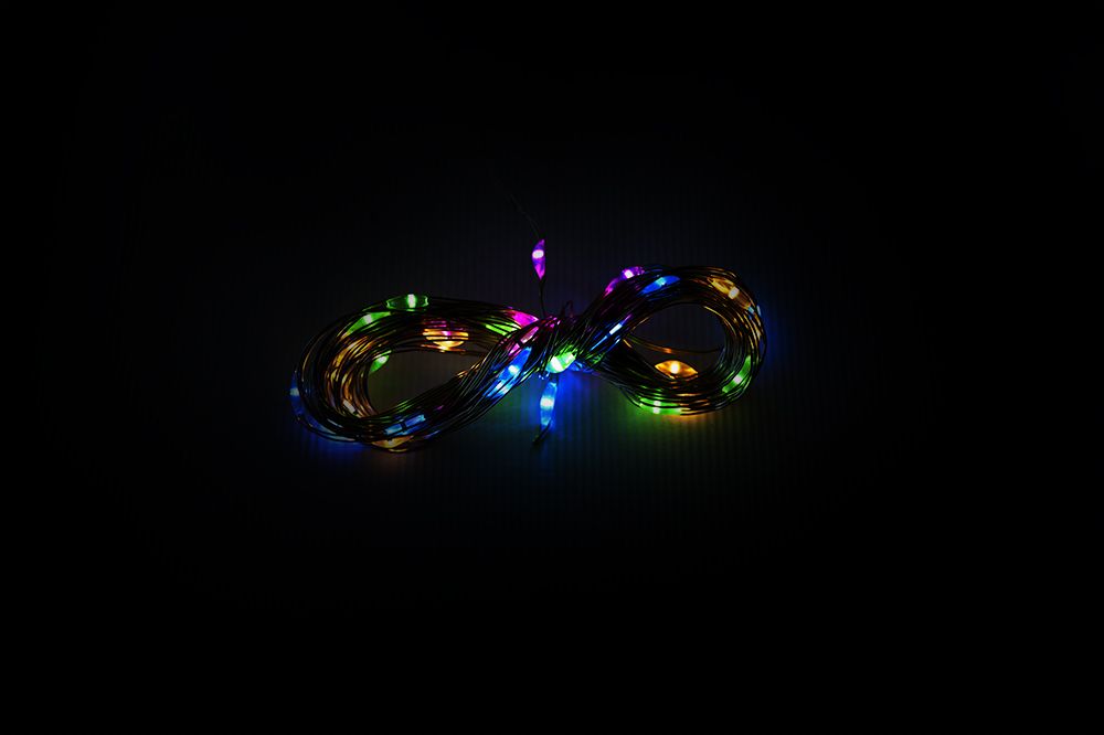Dekorativní LED osvětlení na baterie, LED diody na drátku, barevné, 5,9 m