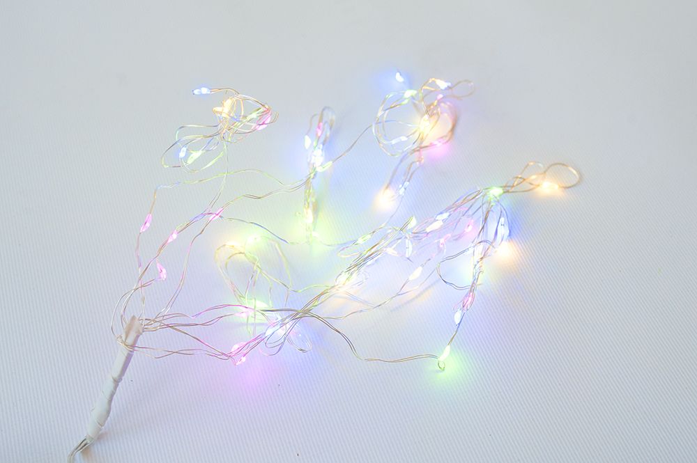 Vánoční dekorativní osvětlení - drátky s LED diodami, vnitřní, na baterie, barevné, 0,85 m