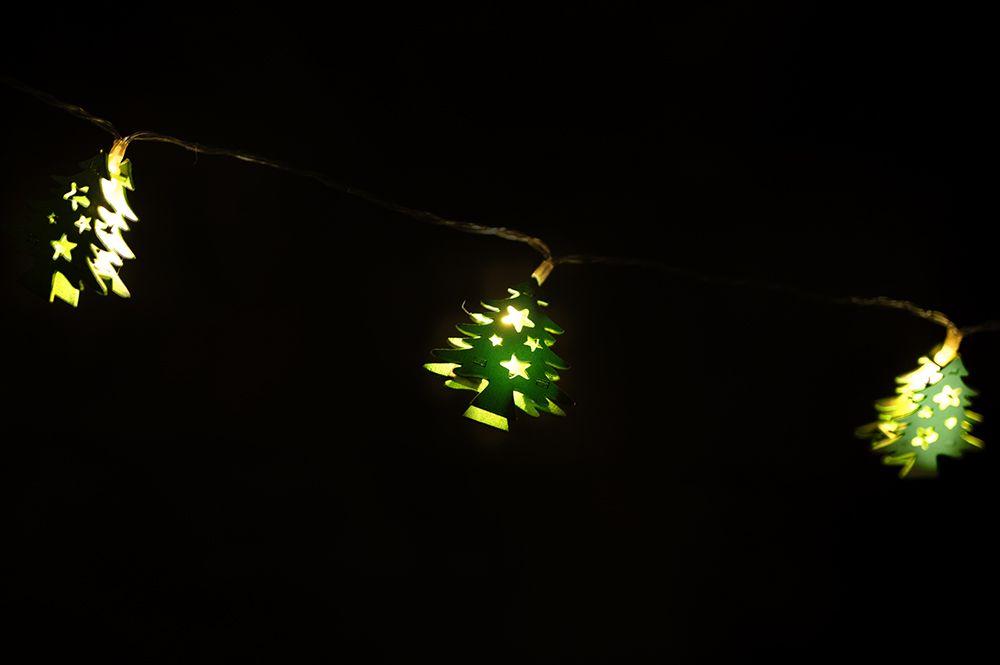 Vánoční řetěz se stromečky, na baterie, vnitřní, 10 LED