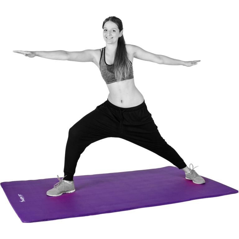 Cvičební podložka na jógu / gymnastiku, extra silná, fialová, 183x60x1cm