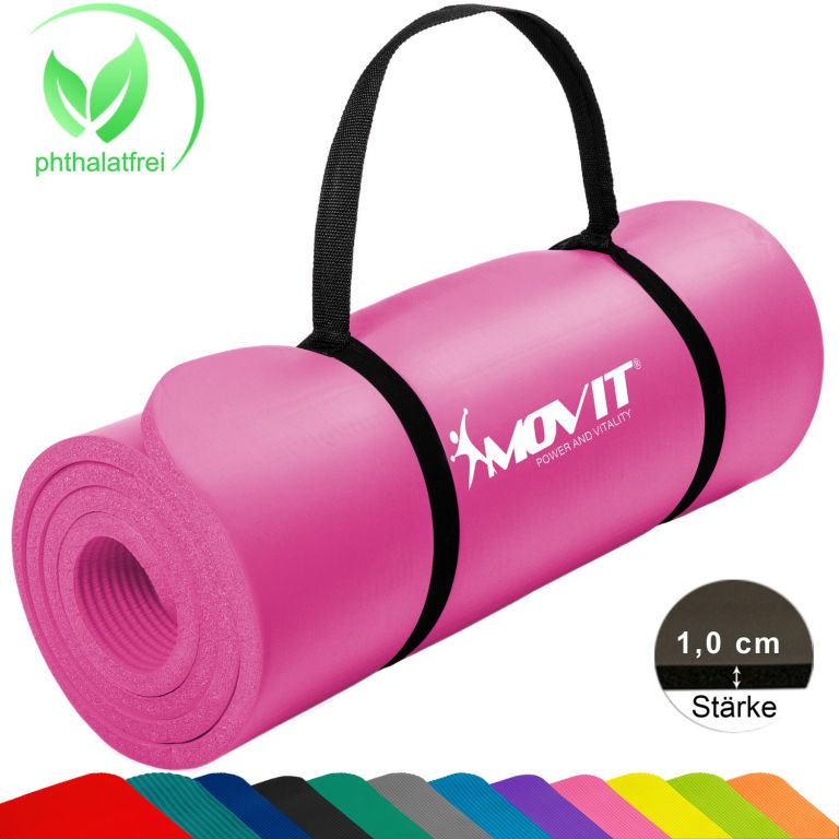 Cvičební podložka na jógu / gymnastiku, extra silná, růžová, 183x60x1cm