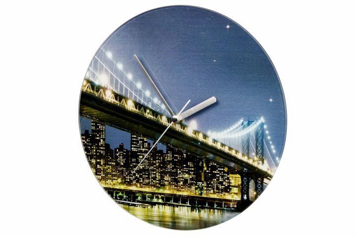 Designové nástěnné hodiny s fotografií- Brooklynský most, průměr 27 cm