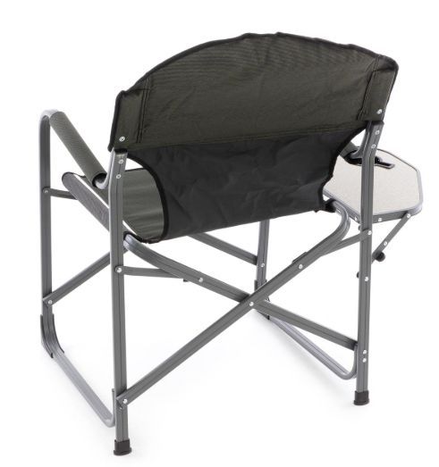 Pevná skládací pinkiková židlička se sklápěcím stolkem, zelená / hnědá / černá