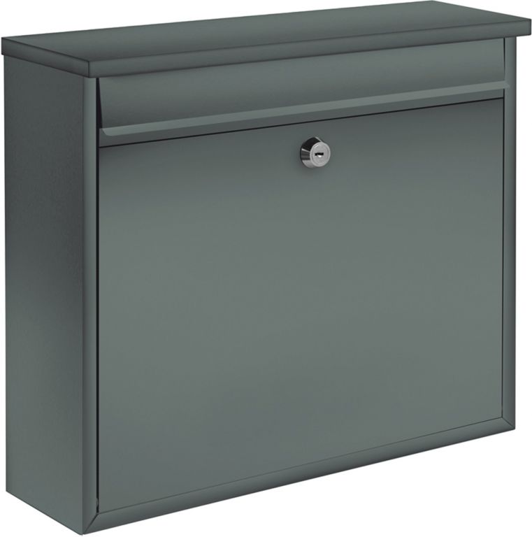 Obdélníková poštovní schránka venkovní / vnitřní, ocel, šedá, 31x36 cm