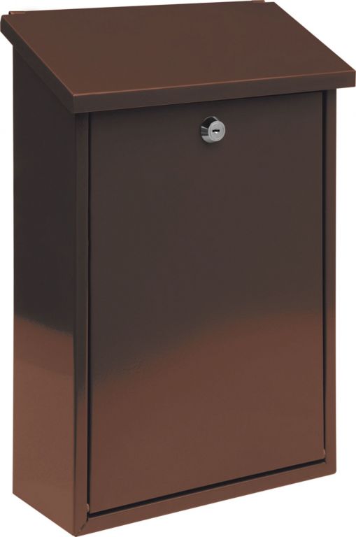 Obdélníková poštovní schránka venkovní / vnitřní, ocel, hnědá, 25x40cm
