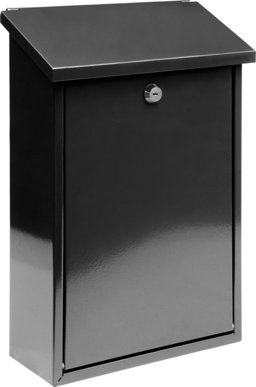 Nástěnná poštovní schránka s horním vhozem venkovní / vnitřní, ocel, černá, 25x40 cm