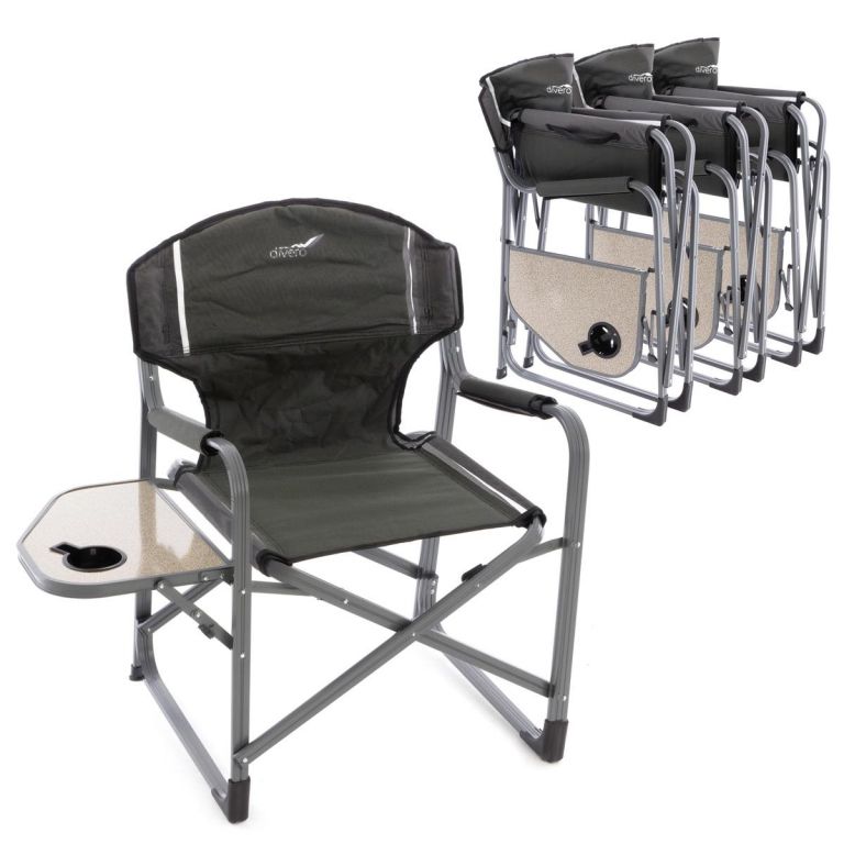 4 ks lehká skládací kempinková židlička se stolkem, nosnost 110 kg