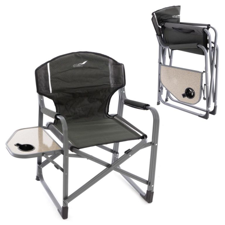 2 ks lehká skládací kempinková židlička se stolkem, nosnost 110 kg