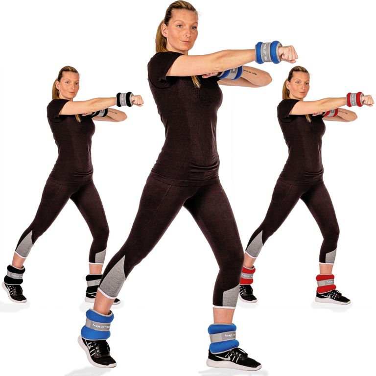 Fitness zátěže na ruce a nohy s reflexními prvky, modré, 2x1 kg