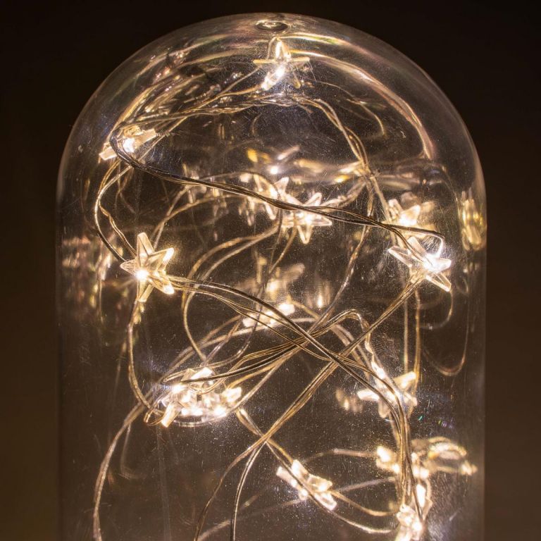 Vánoční světelná dekorace- lampa s LED řetězem na baterie, 20 diod, 22 cm