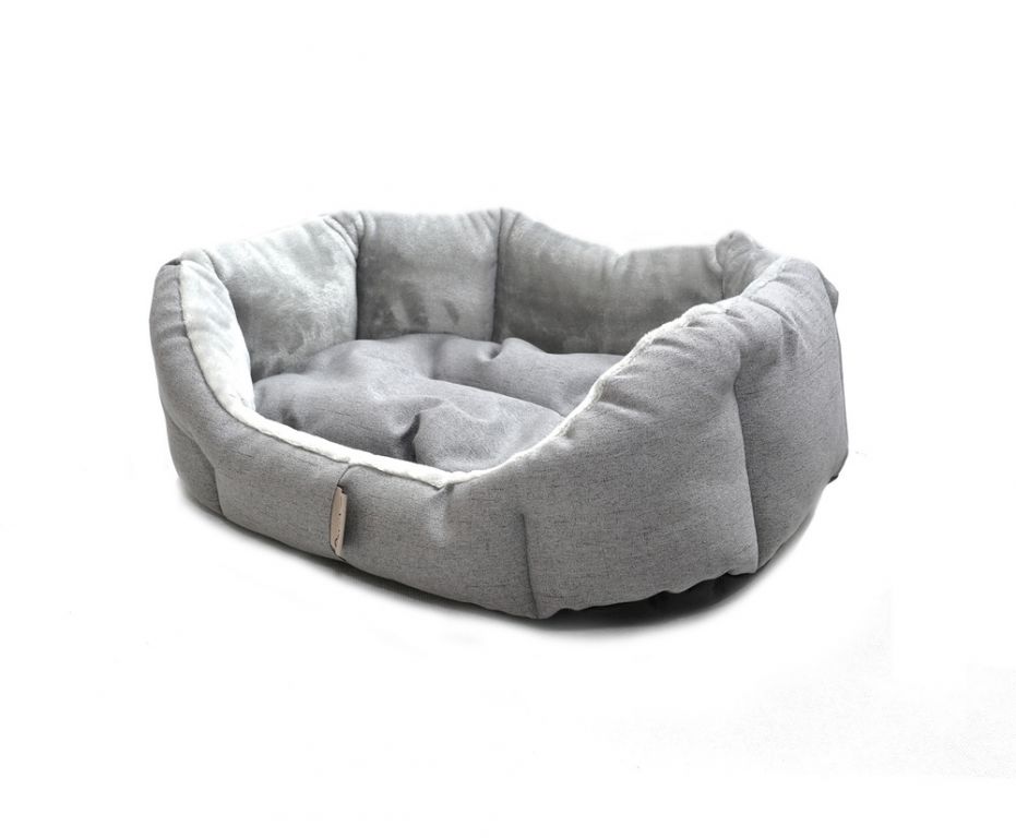 Polstrovaný pelíšek pro psa se zvýšenými okraji, šedý, 65x50 cm