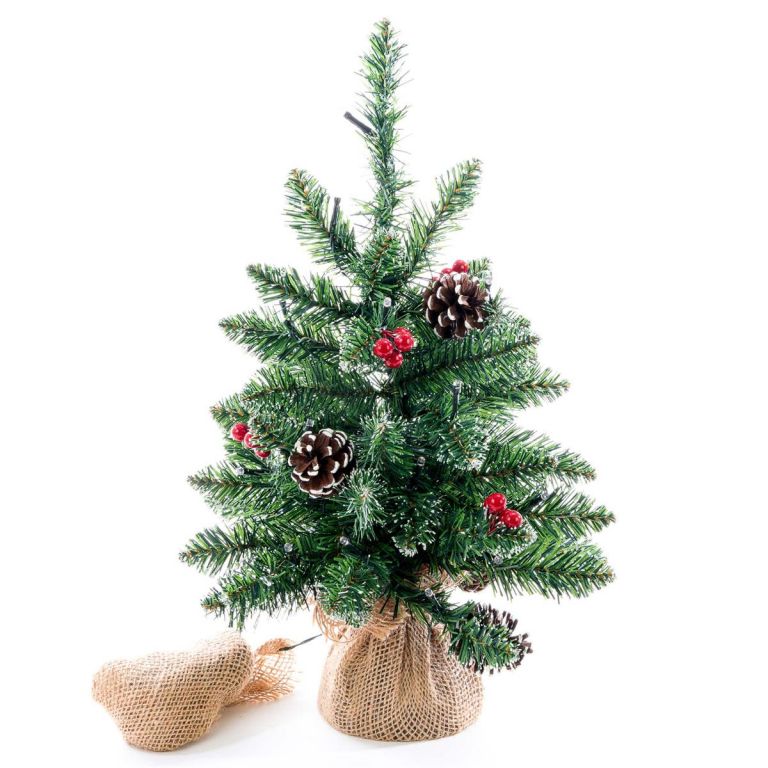 Malý umělý vánoční stromek na stůl osvětlený, na baterie, 45 cm