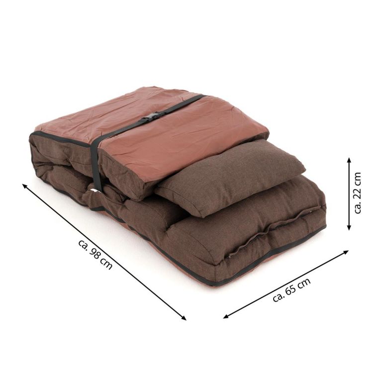 Přenosné skládací lehátko / gauč nastavitelné, hnědé, 175x65 cm