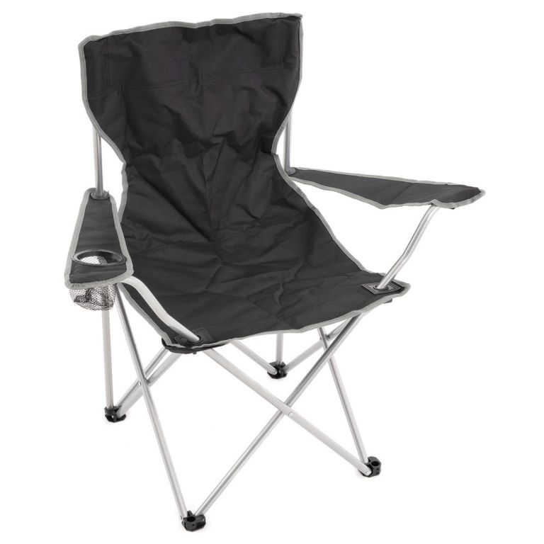 2x přenosná kempinková outdoorová židle s ocelovým rámem, do 120 kg, černá