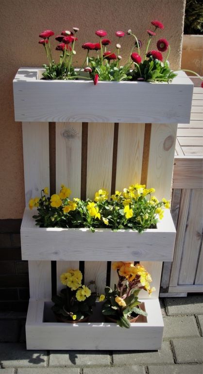 Dekorativní dřevěný květináč "euro paleta", 39x14x72 cm