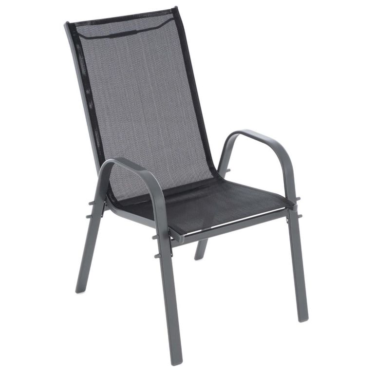 2x venkovní stohovatelná židle na zahradu / terasu, černá
