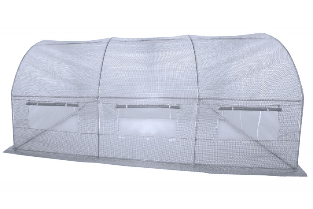 Foliovník tunelový- ocelová šroubovaná konstrukce, vyztužená plachta, bílý, 4,5x3 m