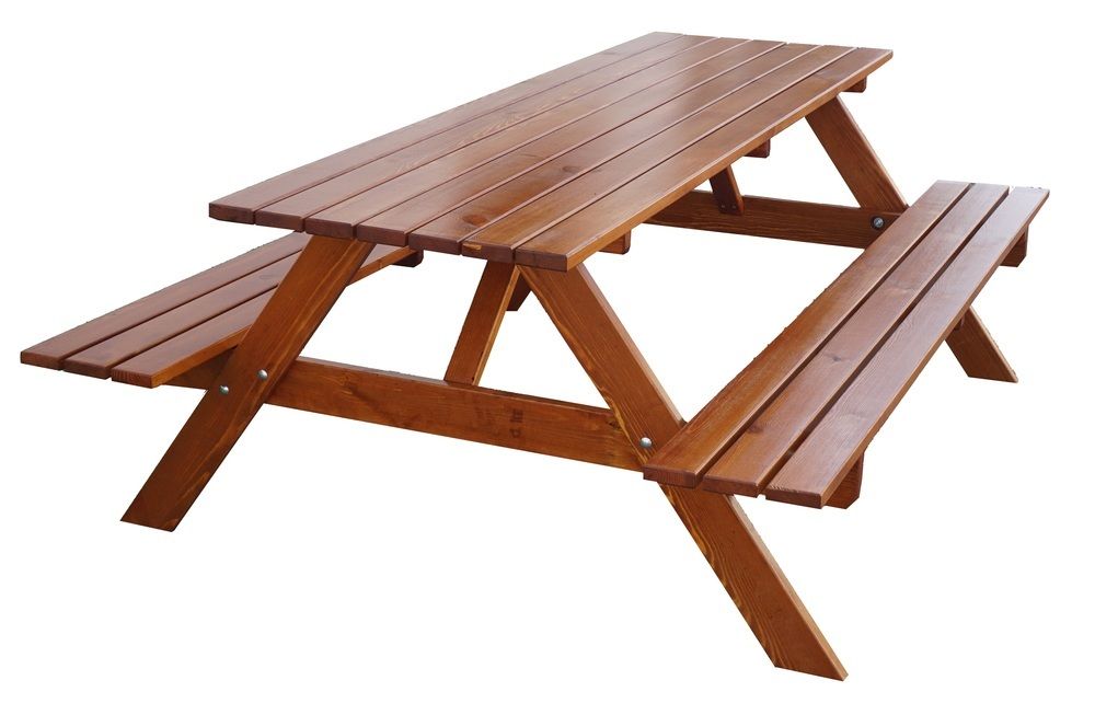 Masivní dřevěný nábytek na zahradu- set lavic a stolu, lakovaný, 180 cm