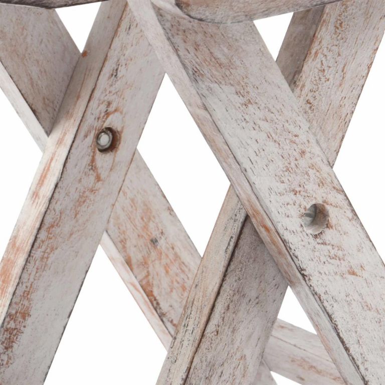 Kulatý dřevěný skládací stolek rustikálního vzhledu, průměr 31cm