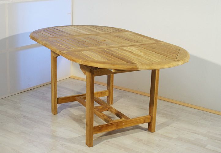 Oválný zahradní stůl s možností rozložení, teakové dřevo, délka 120 / 170 cm