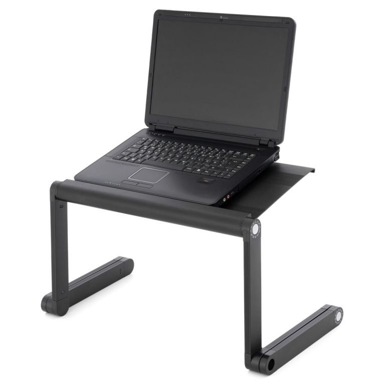 Skládací přenosný stolek na notebook nastavitelný, odvěrtávaný, 45x25 cm