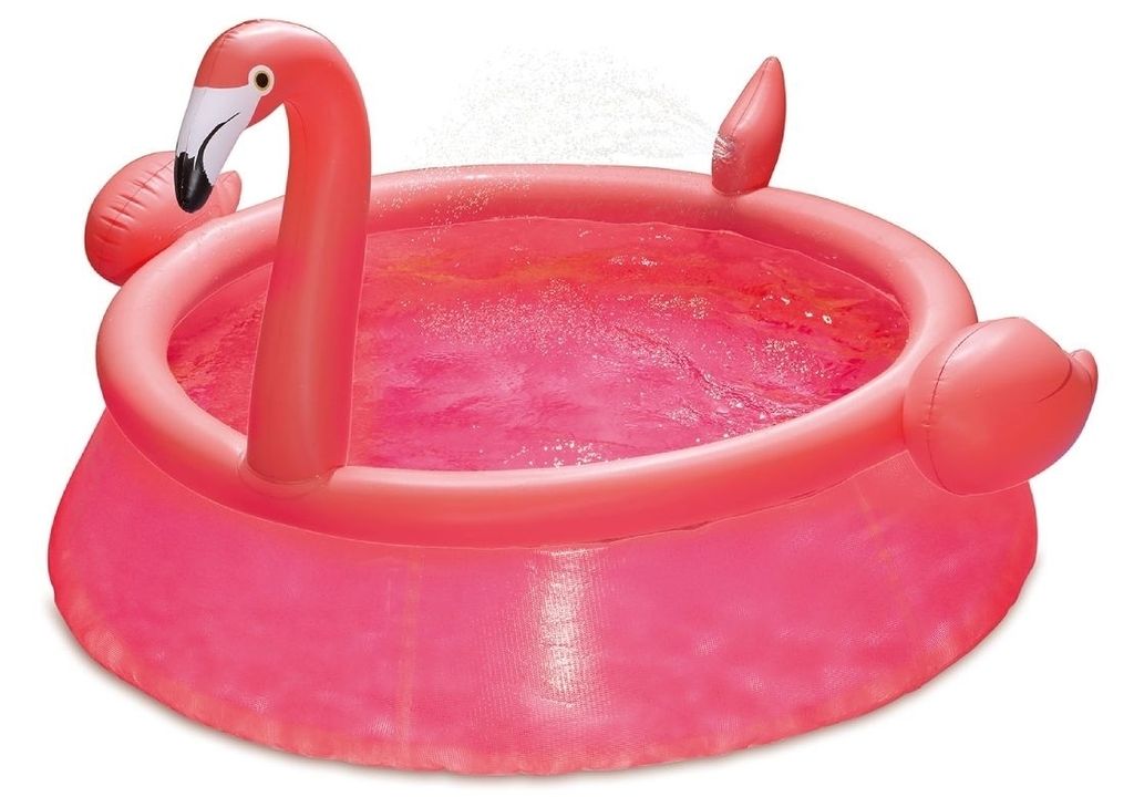 Bazén pro malé děti s nafukovacím kruhem, Plameňák růžový, 183x51 cm