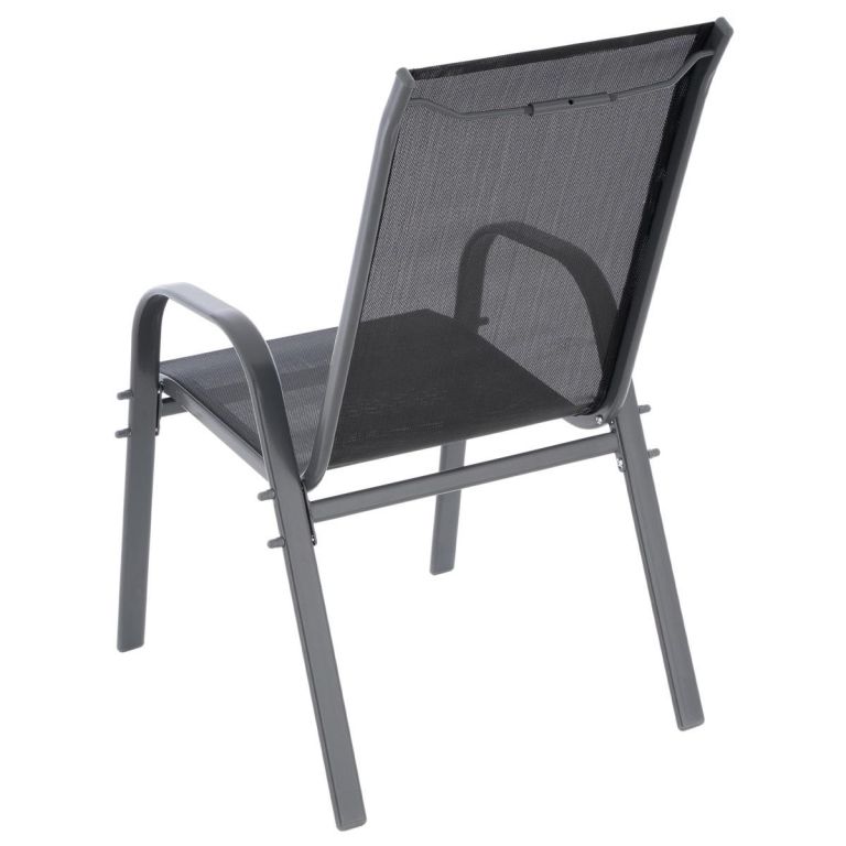 4x ocelová zahradní židle s prodyšným textilním potahem, antracit / černá