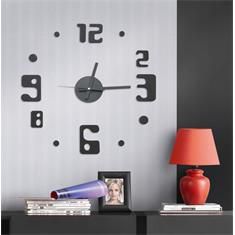 Designové samolepící hodiny na stěnu Eccentric, černé, průměr 60 cm