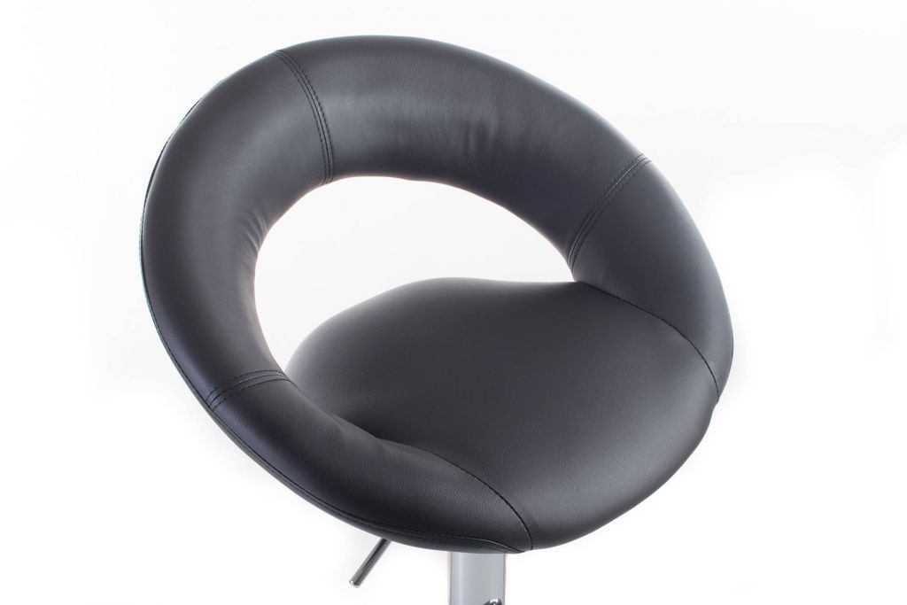 Designová barová židlička s polstrovaným sedákem, černá / chrom, do 120 kg