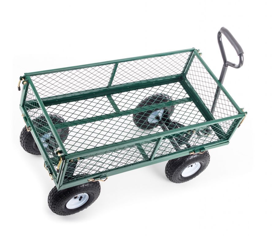 Ruční zahradní vozík na přepravky čtyřkolový, sundavací bočnice, 90 L, nosnost 300 kg