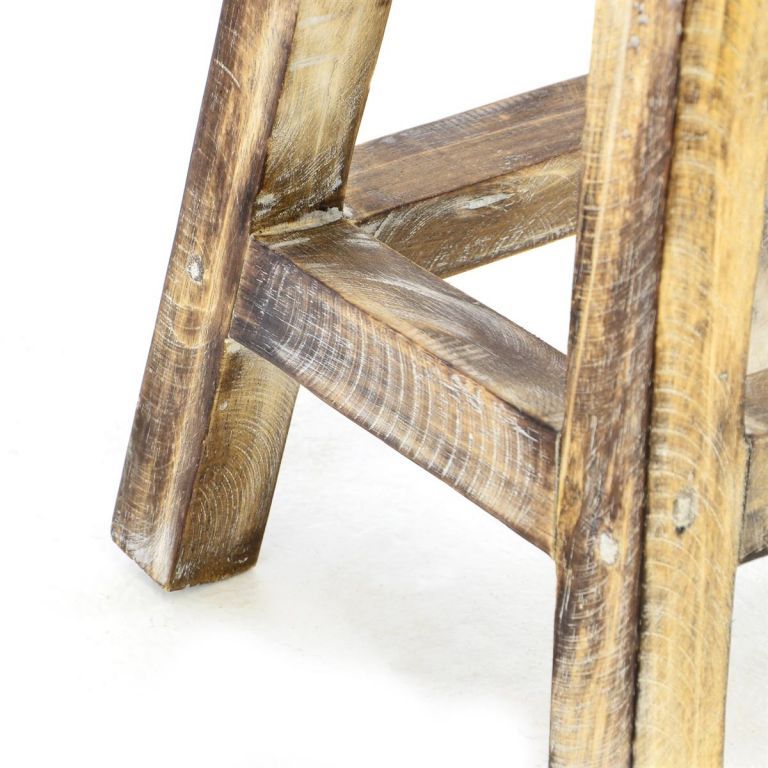 Designová dřevěná stolička kulatá vintage- opálený vzhled, výška 40 cm