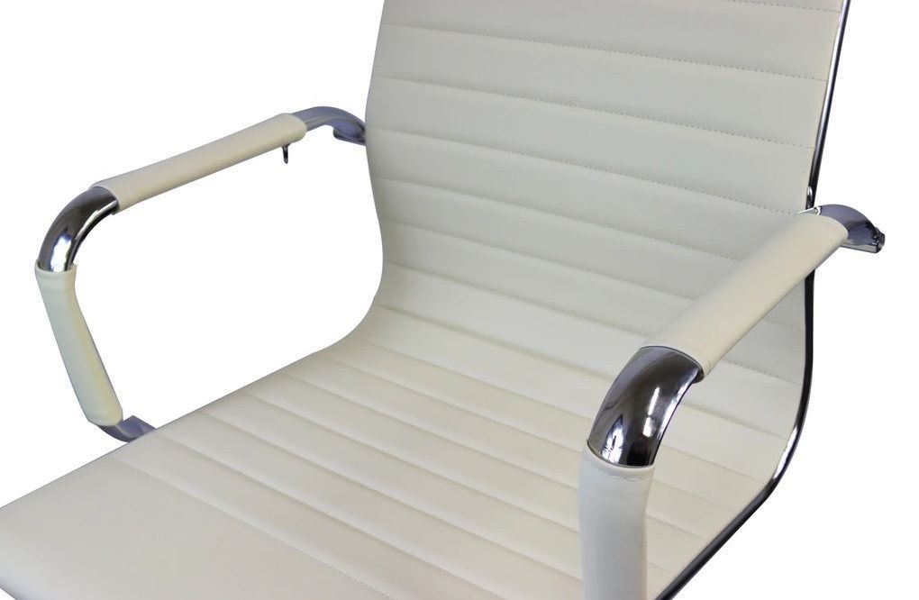 Designová kancelářská židle s nízkým prohnutým opěradlem, chrom / béžová, do 120 kg